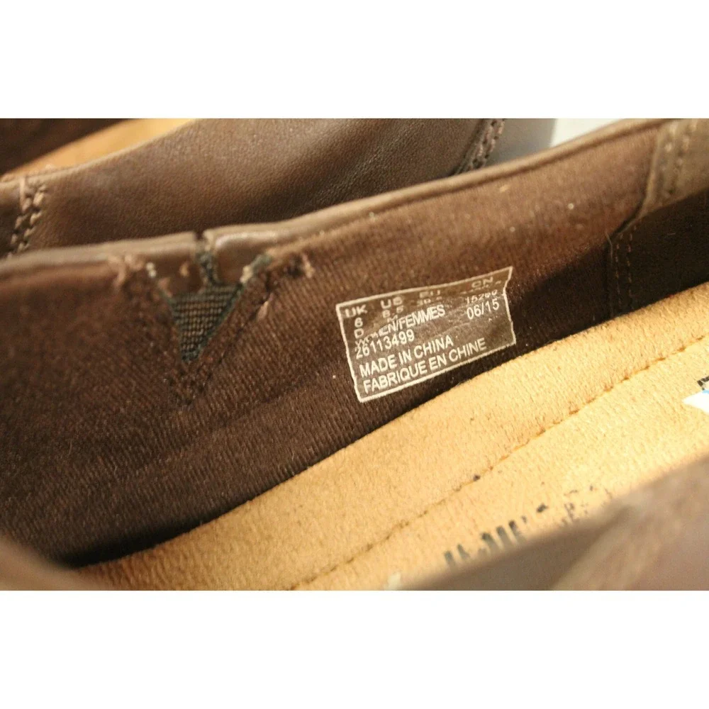 Clarks Bendables Brown Leather Zip up‎ Block Heel Ankle Boots Bootie Size 8.5